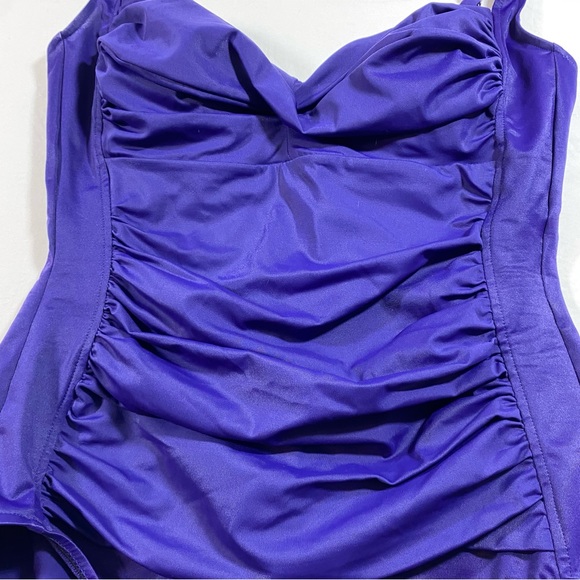 Croft Barrow One piece swimsuit Size 14 purple adjustable straps Spandex Swim - Picture 1 of 10